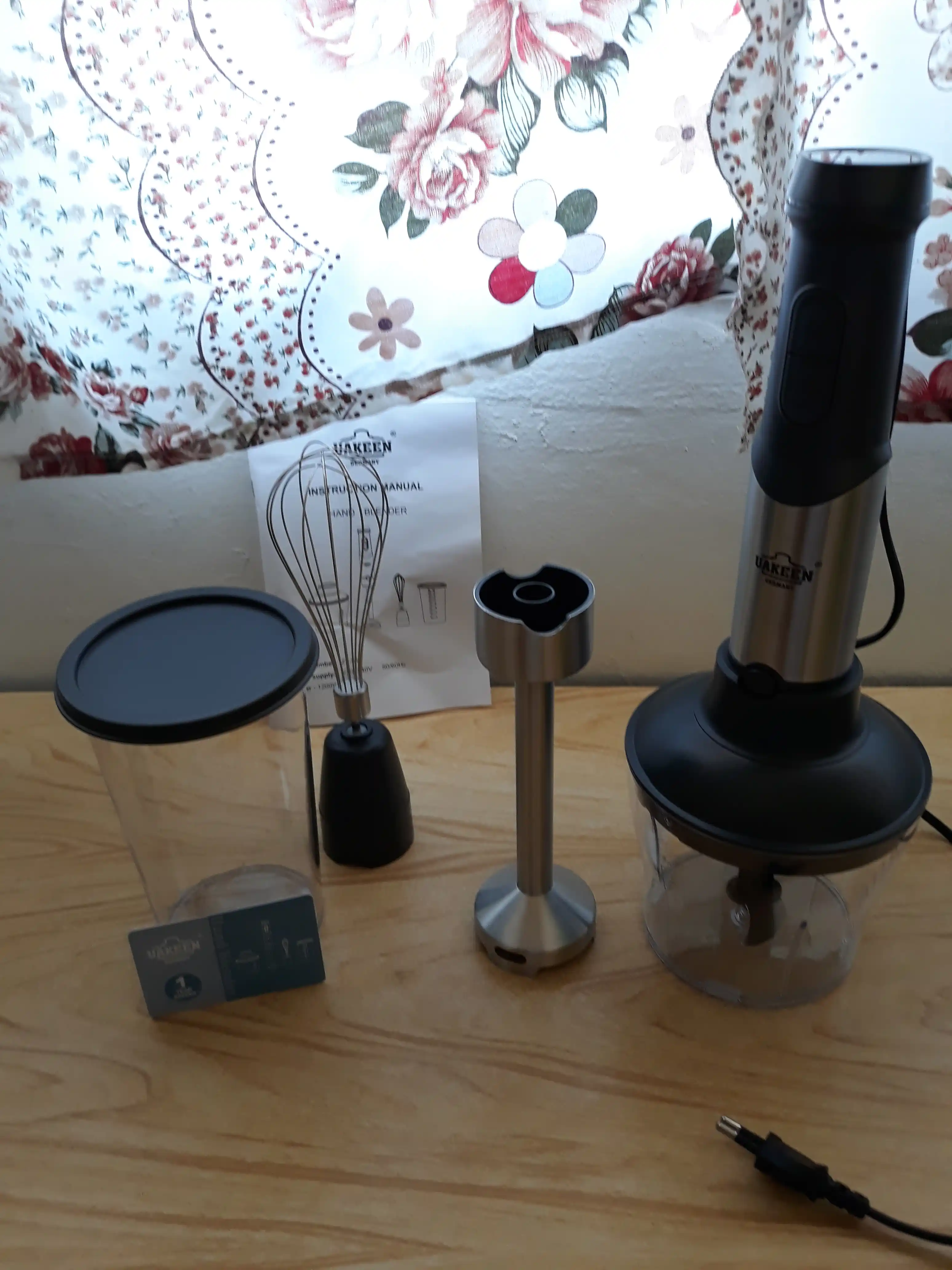 Qo'l blenderi UAKEEN ZL-515, suvga cho'mdiruvchi, ko'p funksiyali, 4 tasi 1 da, 1200 Wt