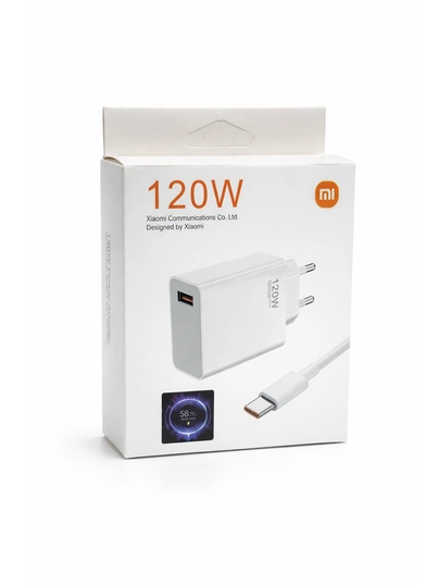 Xiaomi 120W Tez Zaryadlovchi Adapter, Type-C Kabel bilan, Smart Fast Charger, Oq - 