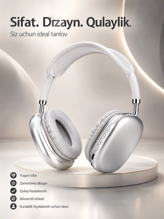 Simsiz Bluetooth Quloqchin – Hi-Fi Stereo Ovoz, 12 Soat Ishlash va Bluetooth 5.0 - 