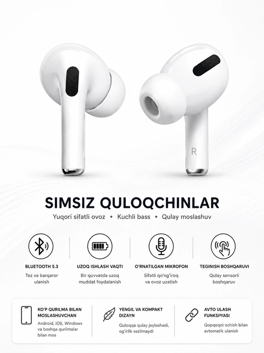 Pro Buds Bluetooth simsiz quloqchin
