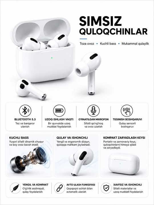 Pro Buds Bluetooth simsiz quloqchin