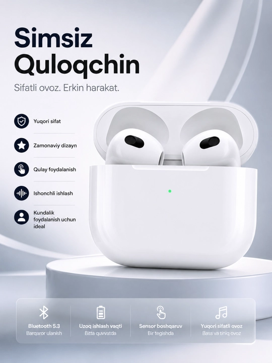 Беспроводные Bluetooth-наушники 5.3 с HD-звуком, сенсорным управлением и микрофоном - 