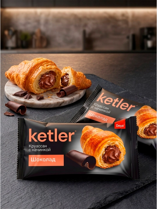 Круассаны KETLER с шоколадной начинкой, коробка 35 шт (1.5 кг)