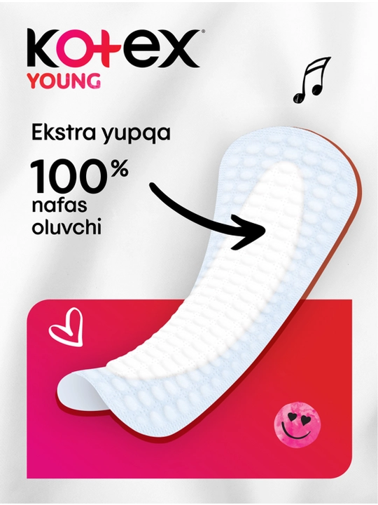 Прокладки ежедневные Kotex Young ультратонкие для девочек, 16 шт