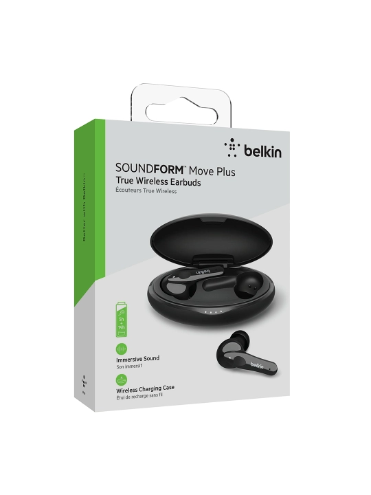 Simsiz quloqchinlar Belkin Soundform Move / Move Plus TWS, qora
