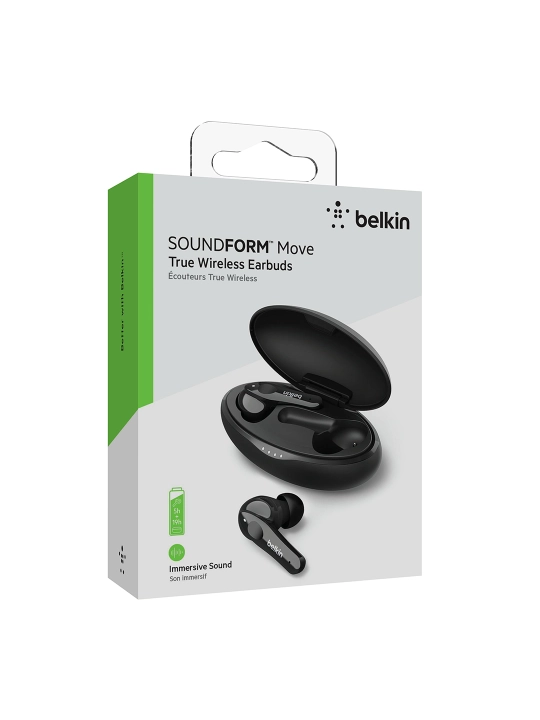 Simsiz quloqchinlar Belkin Soundform Move / Move Plus TWS, qora