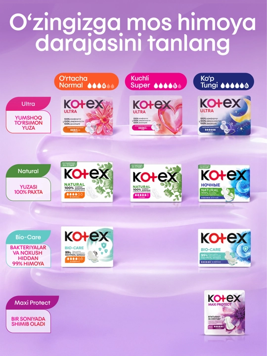 Gigiyenik prokladkalar Kotex Maxi Protect Super+, 9 dona