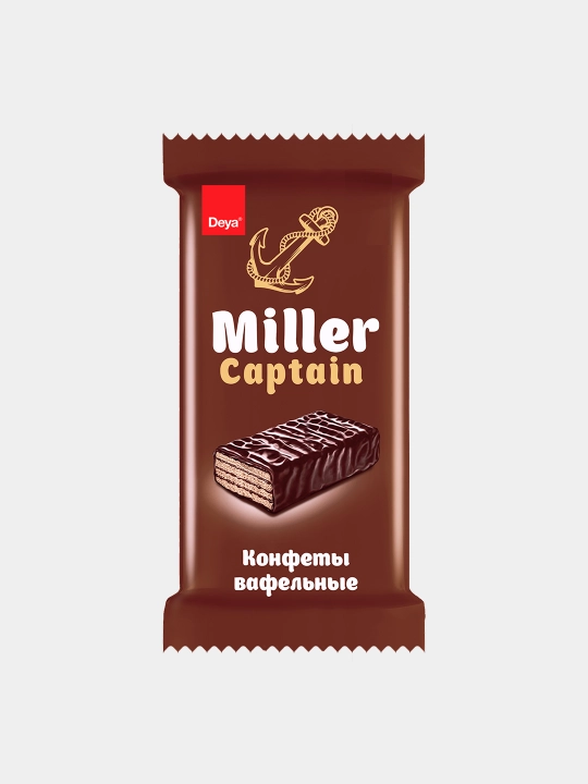 Shokolad bilan qoplangan CAPTAIN MILLER vafli konfetlari, qutida 3 kg (~105 dona) - 