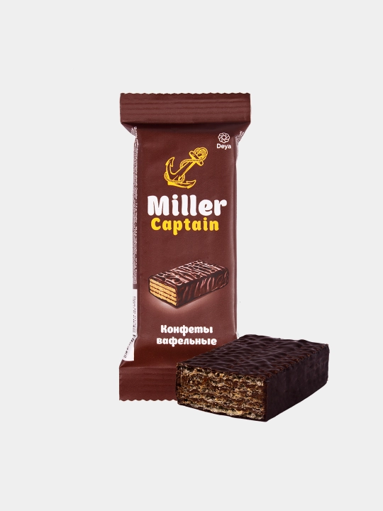 Конфеты вафельные глазированные CAPTAIN MILLER, коробка 3 кг (~105 шт)
