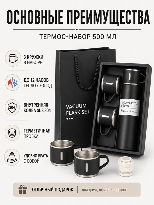 Термос с кружками "Cozy Sip"