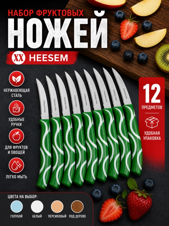 Набор фруктовых ножей HEЕSEM, 12 штук - 