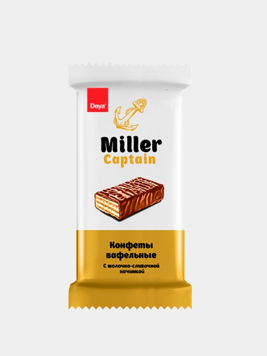 Sutli-qaymoqli nachinkali CAPTAIN MILLER vaflili konfetlari, qutida 3 kg - 