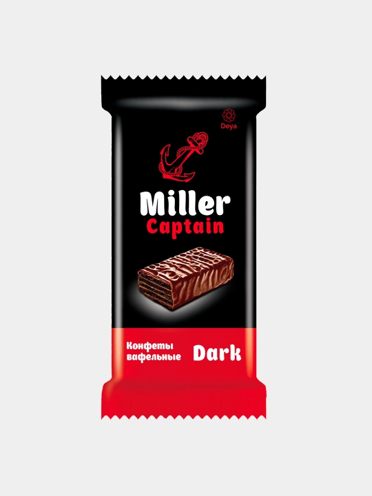 To'q (achchiq) shokolad ta'mli CAPTAIN MILLER vaflili konfetlari, qutida 3 kg - 