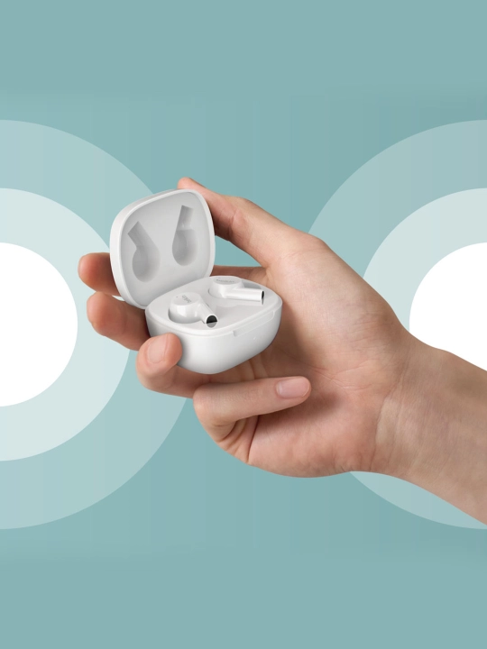 Simsiz quloqchinlar Belkin SoundForm Rise TWS, mikrofonli va Qi zaryadli