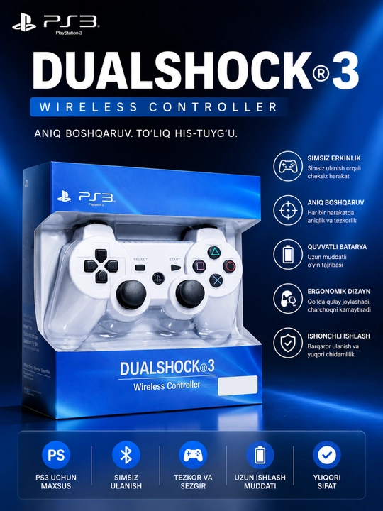 PS3 DualShock 3 Simsiz O'yin Joystigi Wireless Controller Bluetooth Gamepad - 