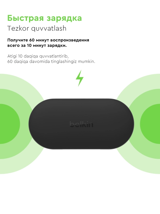 Беспроводные наушники Belkin SoundForm Play TWS, с эквалайзером и микрофоном