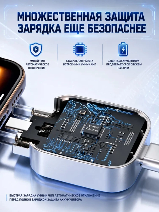 Умный Type-C адаптер 140W с автоотключением, PD/QC быстрая зарядка и защита батареи