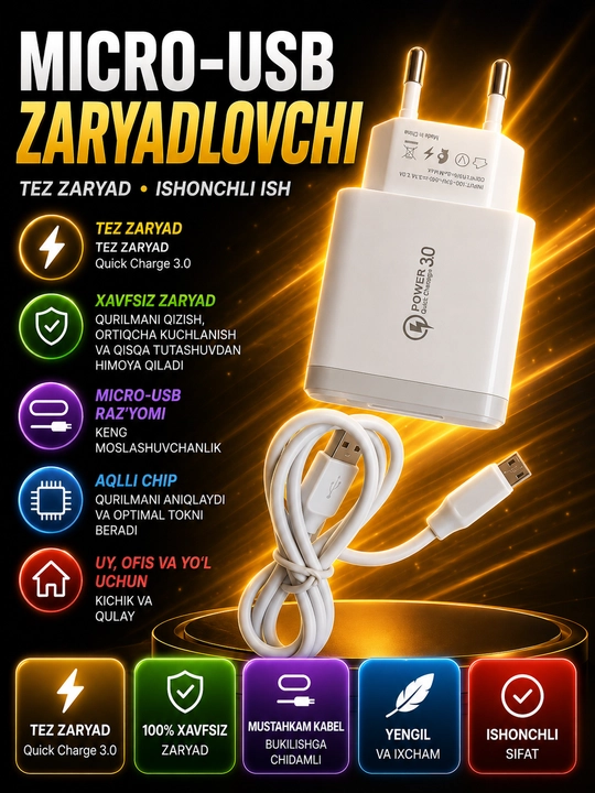 Быстрое зарядное устройство Micro-USB с кабелем, для Samsung, Nokia, Redmi, Novey