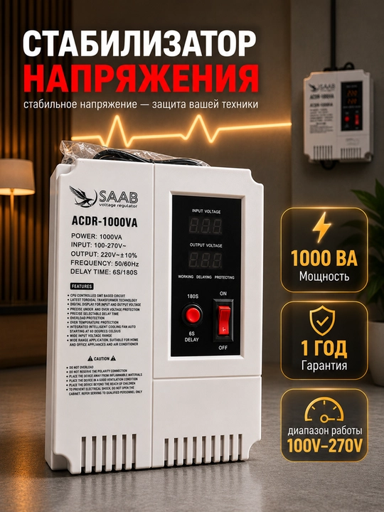 SAAB 1KVA, 1.5KVA, 2KVA kuchlanish stabilizatori - 