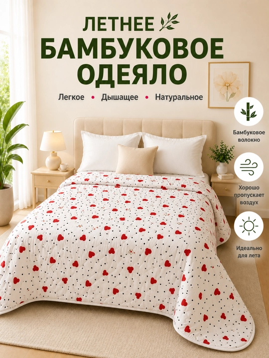 Одеяло плед летнее бамбуковое, легкий плед - 