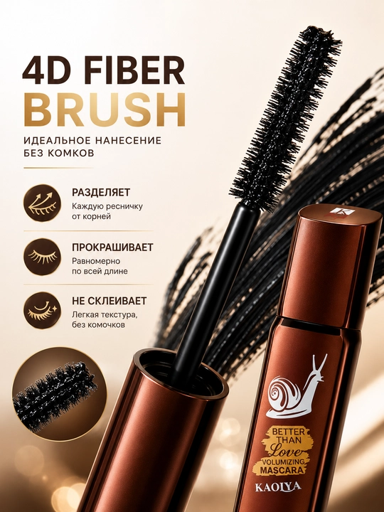 Тушь для ресниц KAOIYA Mascara 10 мл, водостойкая, объем и удлинение, черная - 
