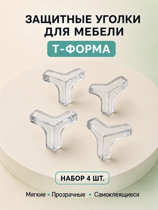Защитные силиконовые уголки для мебели прозрачные, защита углов стола - 