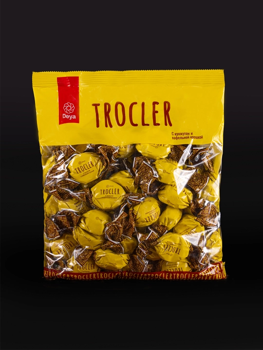 Kunjut va vafli qirindili TROCLER shokolad bilan qoplangan konfetlari, 500 g