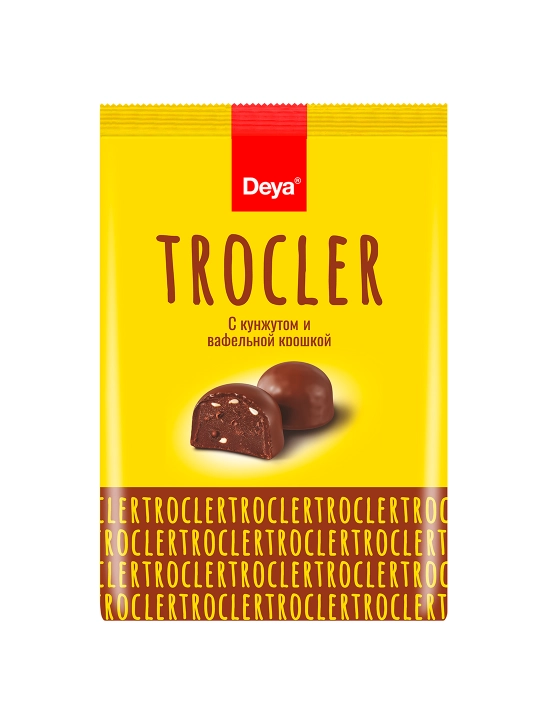 Kunjut va vafli qirindili TROCLER shokolad bilan qoplangan konfetlari, 200 g pachka [IR-K-030]