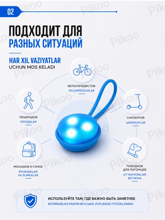 Ryukzak uchun LED signal chiroq, velosiped, sumka va samokat uchun xavfsizlik chirog‘i