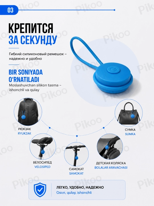 Ryukzak uchun LED signal chiroq, velosiped, sumka va samokat uchun xavfsizlik chirog‘i