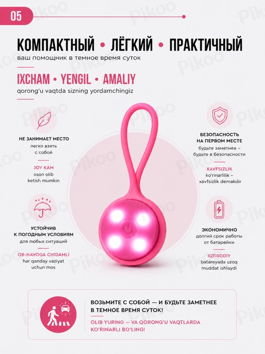 Ryukzak uchun LED signal chiroq, velosiped, sumka va samokat uchun xavfsizlik chirog‘i