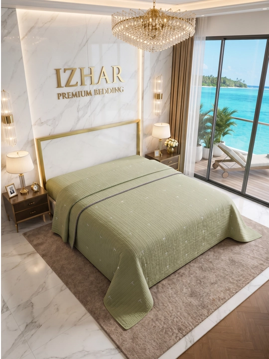 IZHAR Premium qavilgan ikki kishilik krovat yopqichi, kulrang
