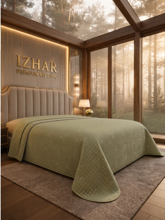 IZHAR Premium qavilgan ikki kishilik krovat yopqichi, kulrang