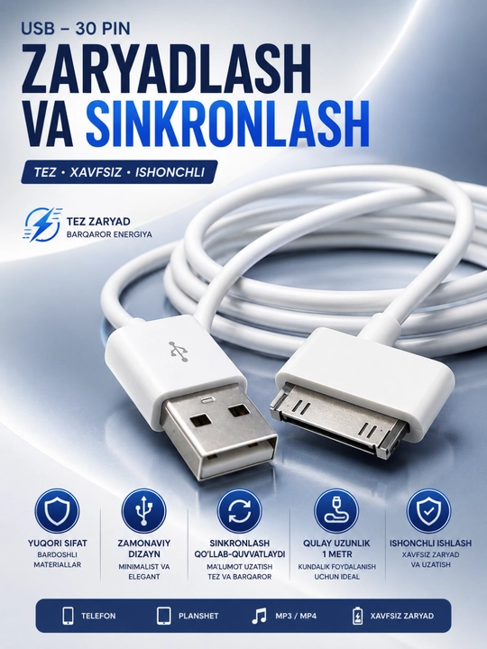 Кабель зарядки для iPhone 4 USB быстрая зарядка и передача данных - 