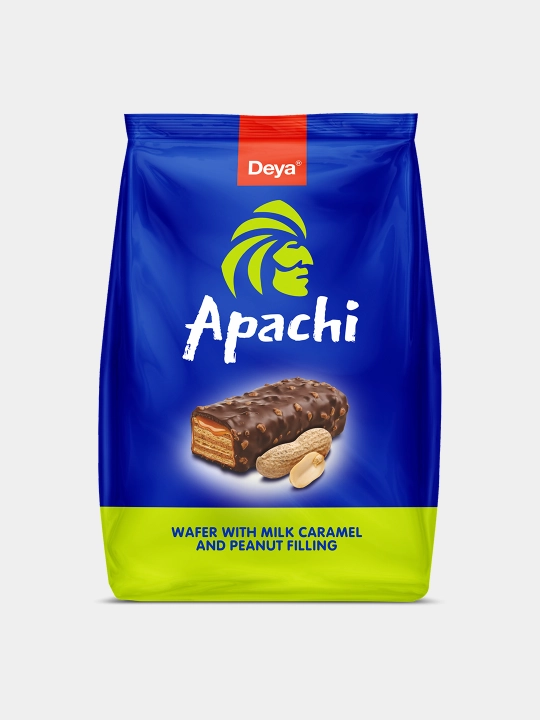 Yeryong'oq va sutli karamelli APACHI shokolad bilan qoplangan mini batonchiklari, kvadro-pachka 200 g