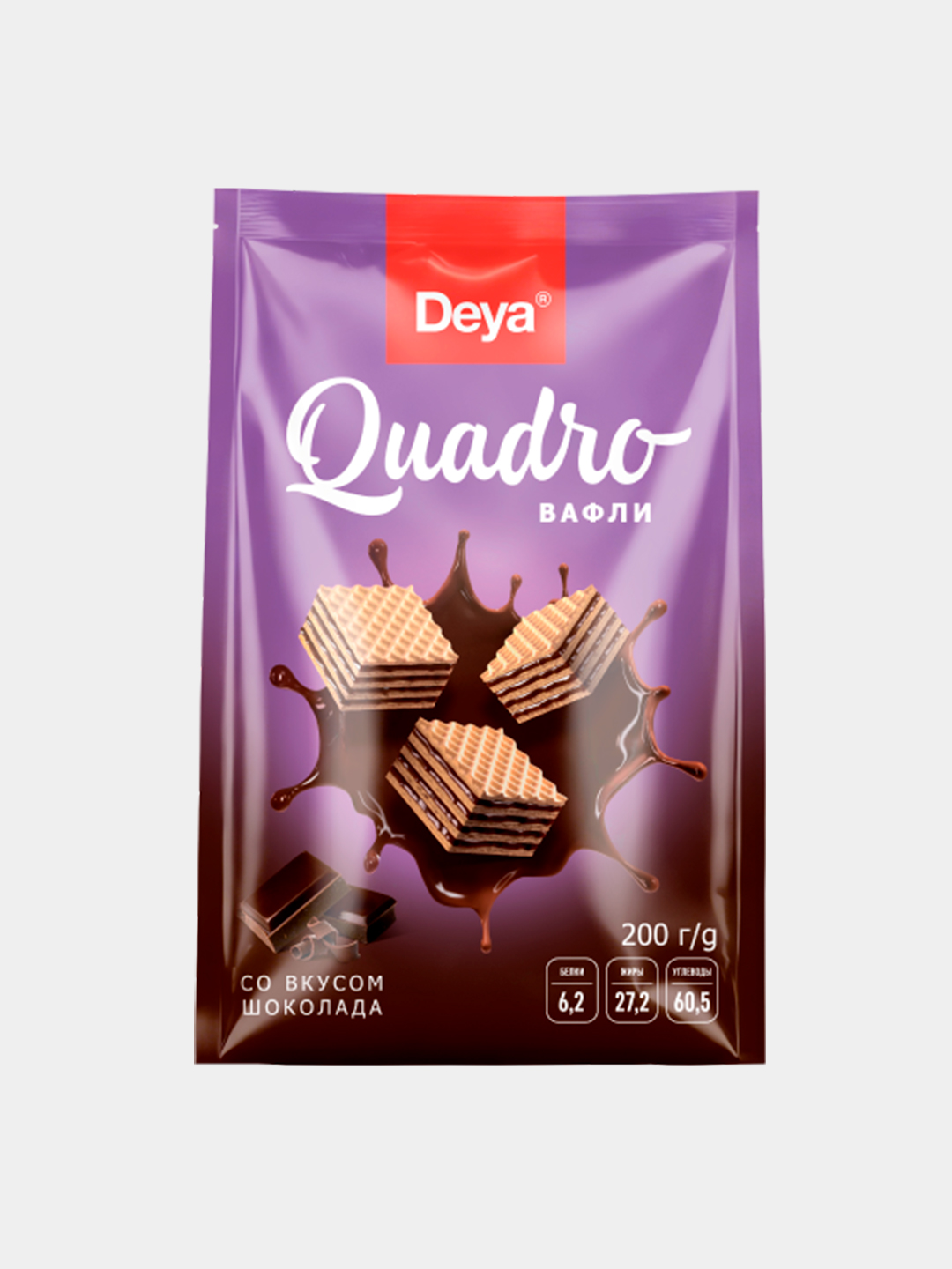 Вафли Quadro со вкусом шоколада, пачка 200 г [IR-V-002]