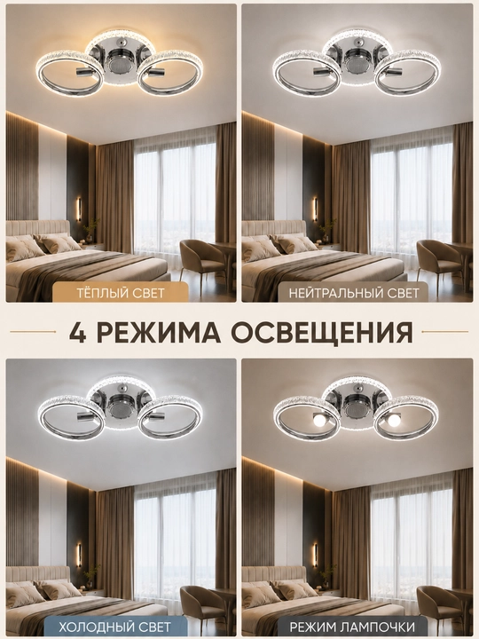 Bluetooth kolonkali shift lyustrasi, pultli, 2 ta E14 patron, 15 m² gacha