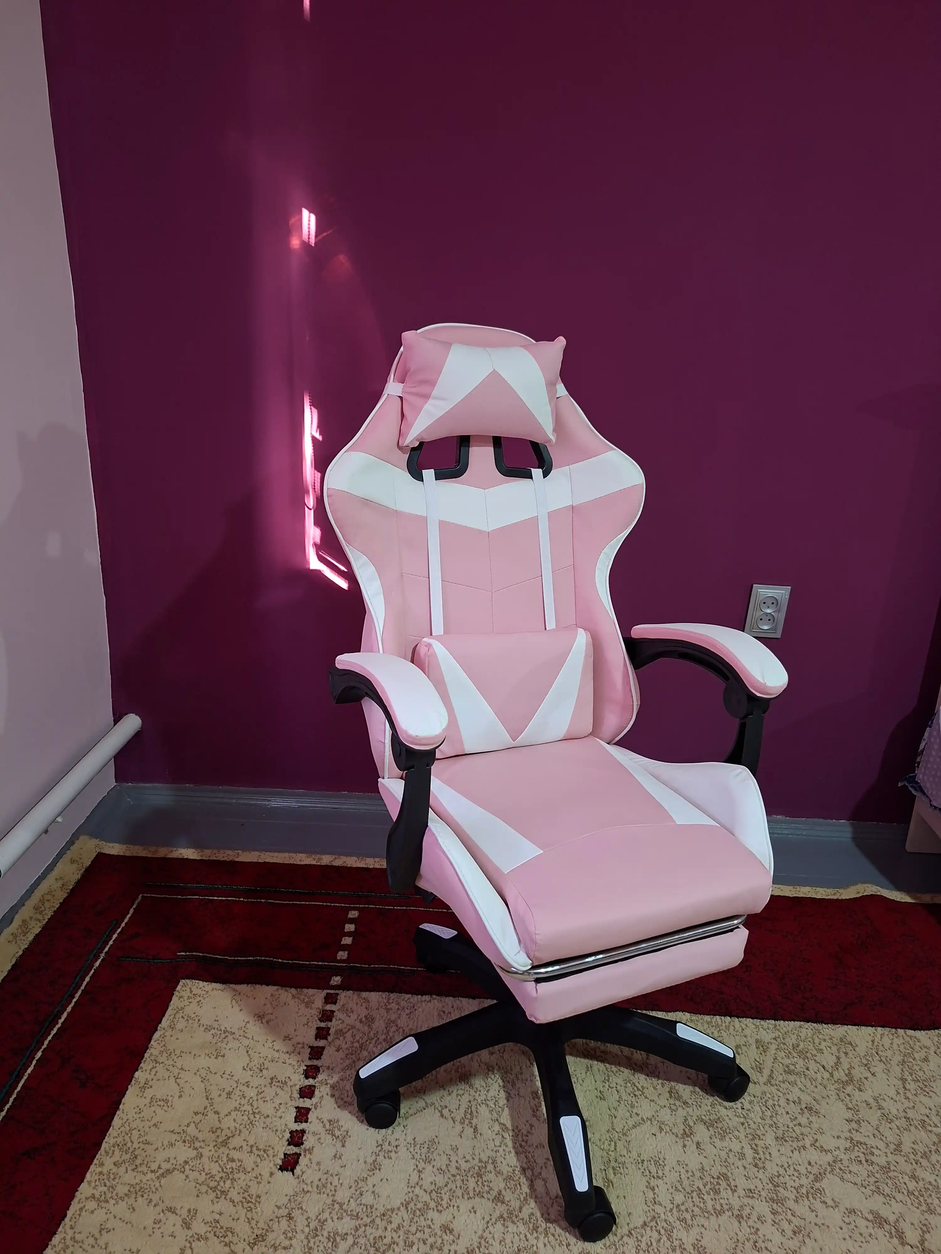 Game kreslo, 6 xil rangda, oyoq qo'ygich bilan, eko-kojadan, bosh va bel yostiqlari