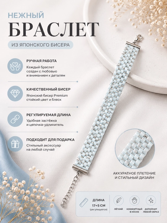 Элегантный браслет из бисера ручной работы - 