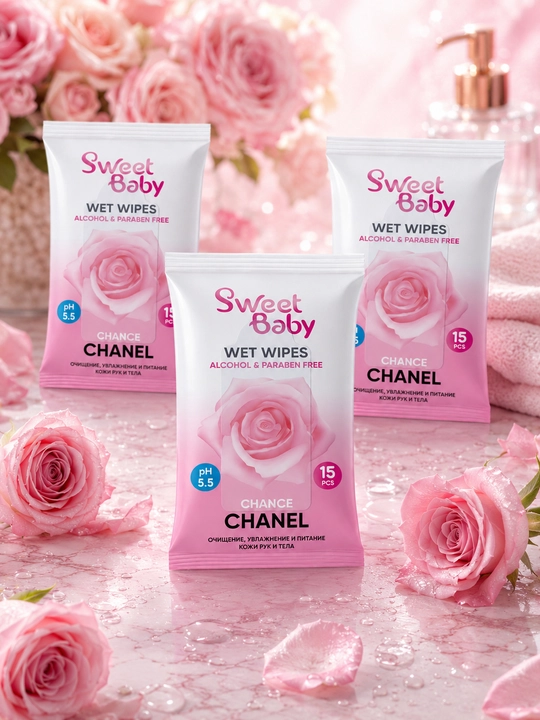 Sweet Baby nam salfetkalari, 15 dona 3/5, namlovchi