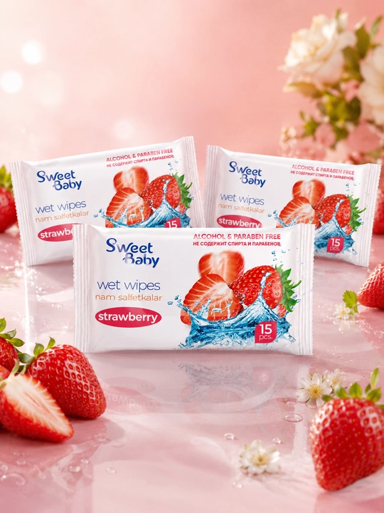 Sweet Baby nam salfetkalari, 15 dona 3/5, namlovchi