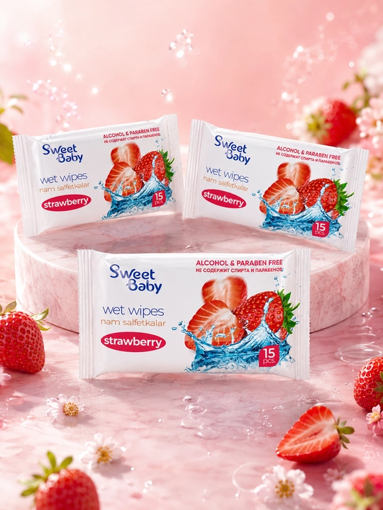 Sweet Baby nam salfetkalari, 15 dona 3/5, namlovchi