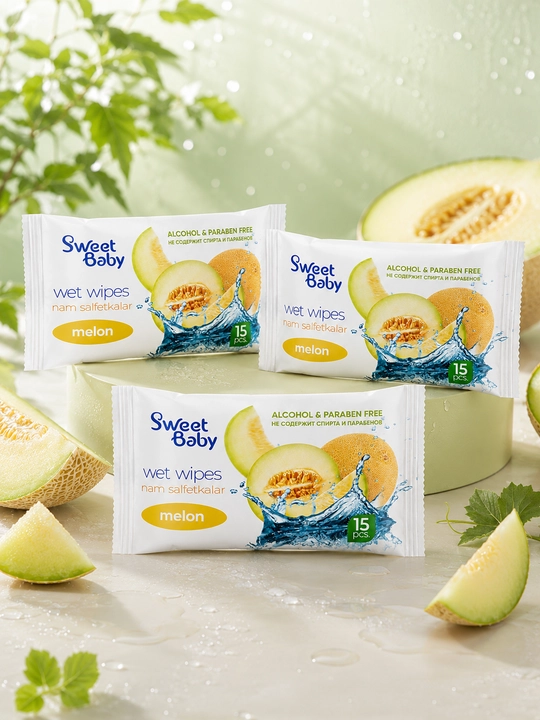 Sweet Baby nam salfetkalari, 15 dona 3/5, namlovchi