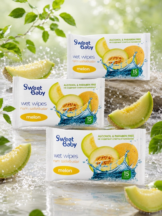 Sweet Baby nam salfetkalari, 15 dona 3/5, namlovchi