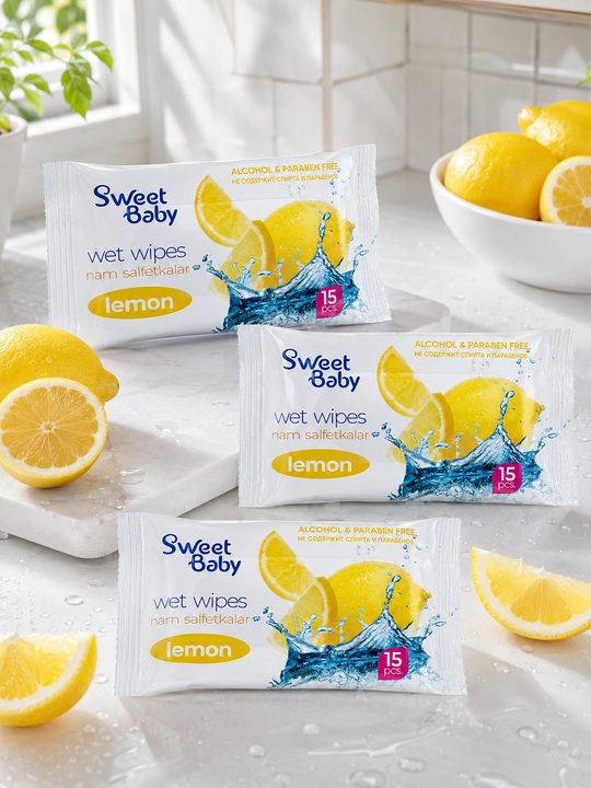 Sweet Baby nam salfetkalari, 15 dona 3/5, namlovchi
