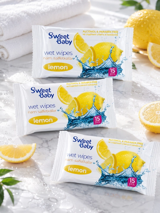 Sweet Baby nam salfetkalari, 15 dona 3/5, namlovchi