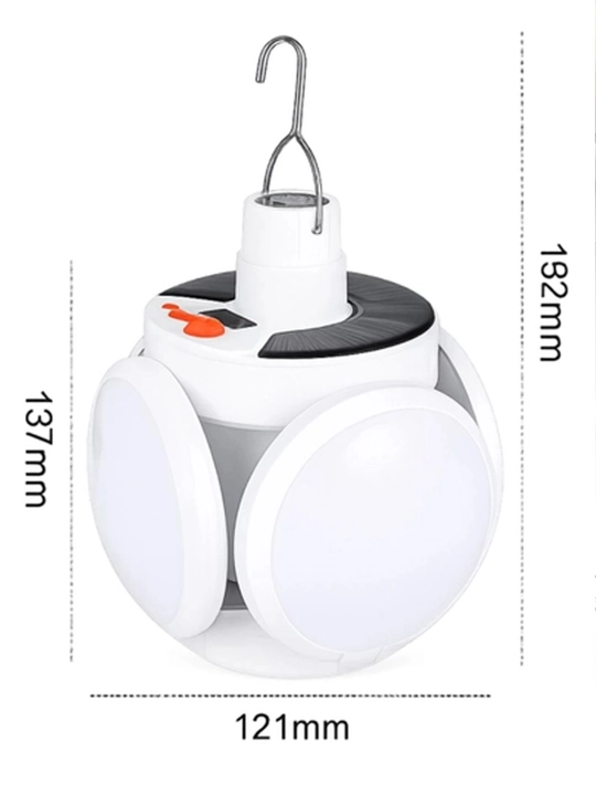 Quyosh paneli va USB quvvatlashli buklanadigan LED fonar, sayohat va kemping uchun