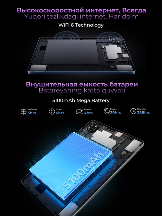Planshet Blackview Tab 60 WiFi 10.1", 4GB 128GB, 5100 mAs, Android 14