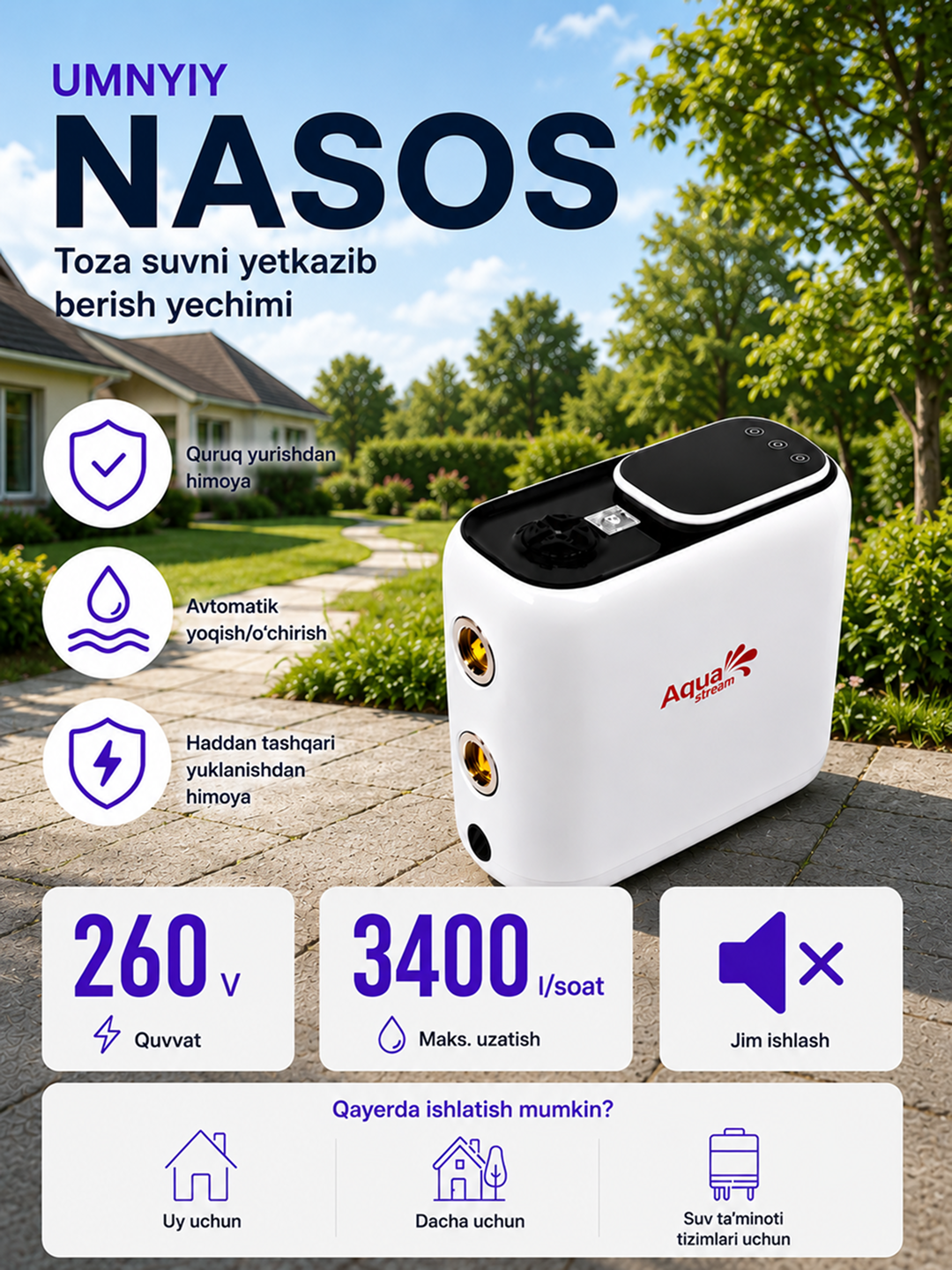 Ovossiz avtomatik SMART-1-20 suv nasosi