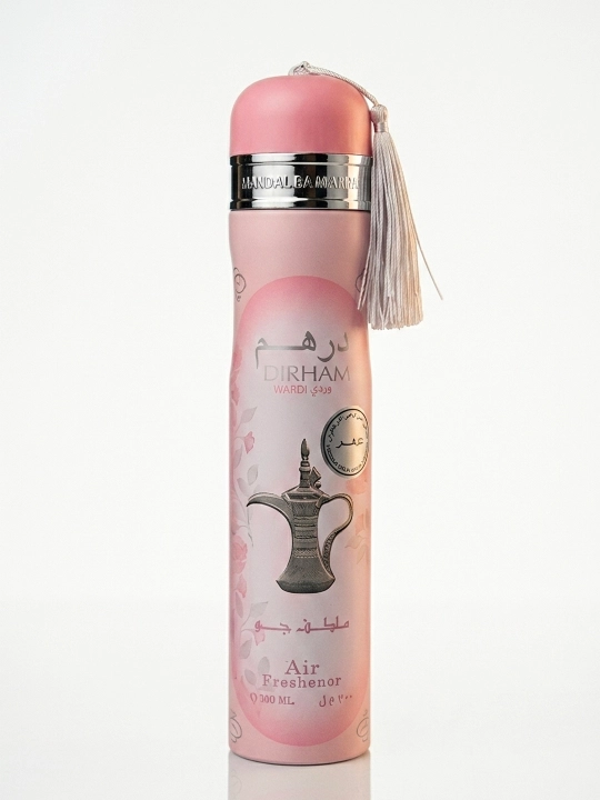 Lattafa Khamrah Saheb Intense havo tozalagichi, Dirham Wardi 300 ml, xonalar uchun arab spreylari
